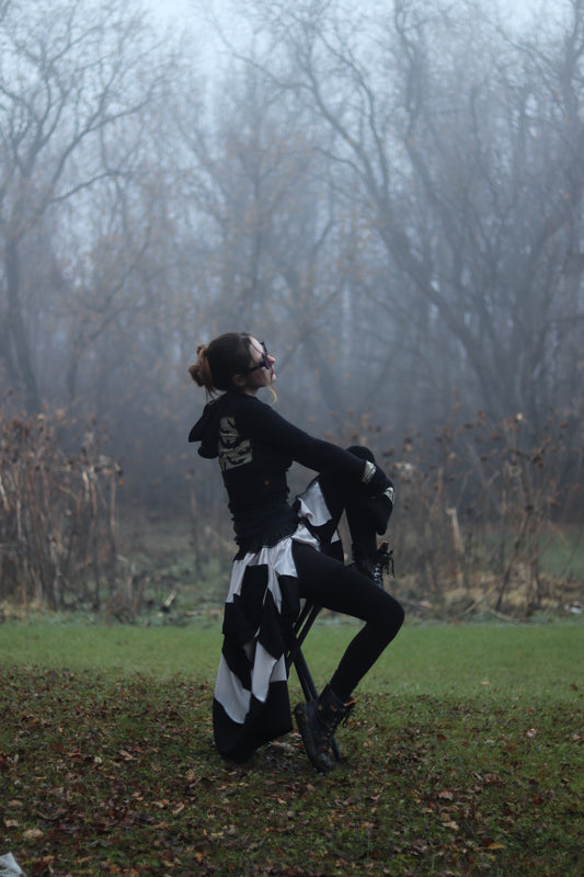 AllMyPlansArePulledIntoTheInbetween (One Size) Pretty Midi Gathered Skirt Circus Stripes