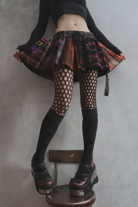 FindAnotherWayForYou (One Size) Cotton Plaid Patch Mini Skirt With Pocket