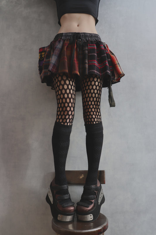 FindAnotherWayForYou (One Size) Cotton Plaid Patch Mini Skirt With Pocket