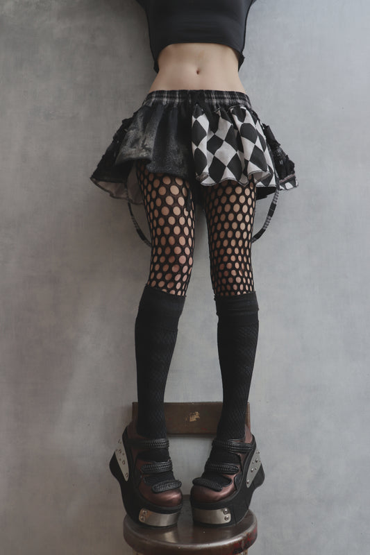 AtLeastWeFeelAlive (One Size) Cotton Plaid Patch Mini Skirt With Pockets