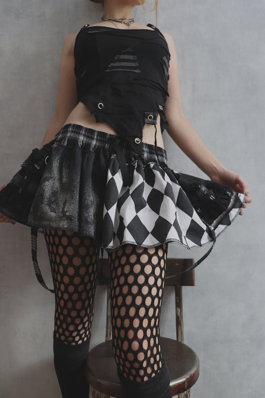 DeathForYourSecrets (S) Patchwork Scrappy Tattered Tank Top