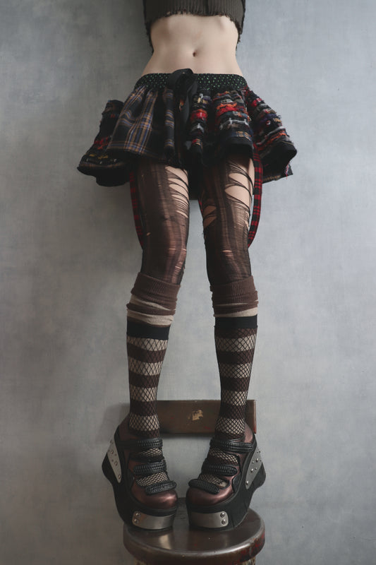 CantForgetThatFeelingEvenIfITantedTo (One Size) Cotton Plaid Tatter Mini Skirt With Pocket