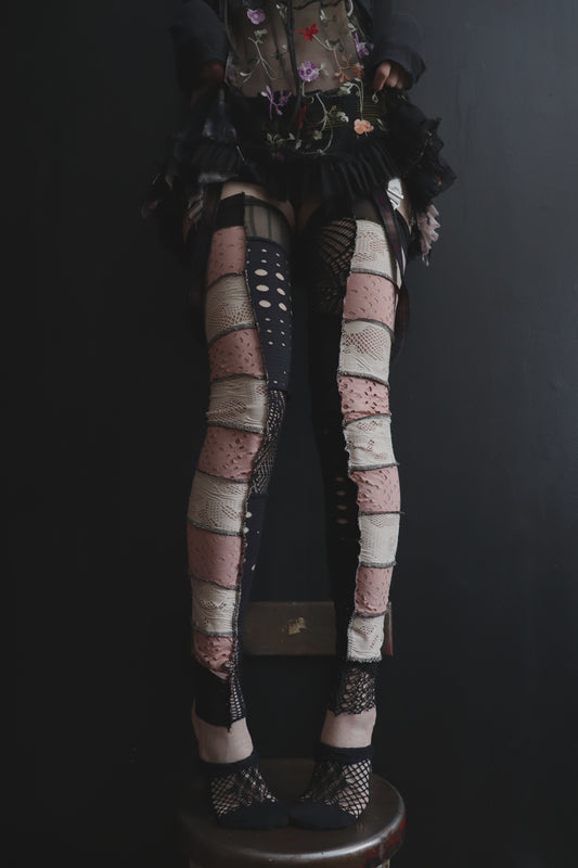 IGotTheVoicesInMyHead (One Size) Footless Thigh High Stockings Strawberry Shake Mix