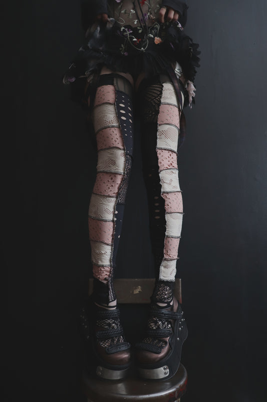 IGotTheVoicesInMyHead (One Size) Footless Thigh High Stockings Strawberry Shake Mix