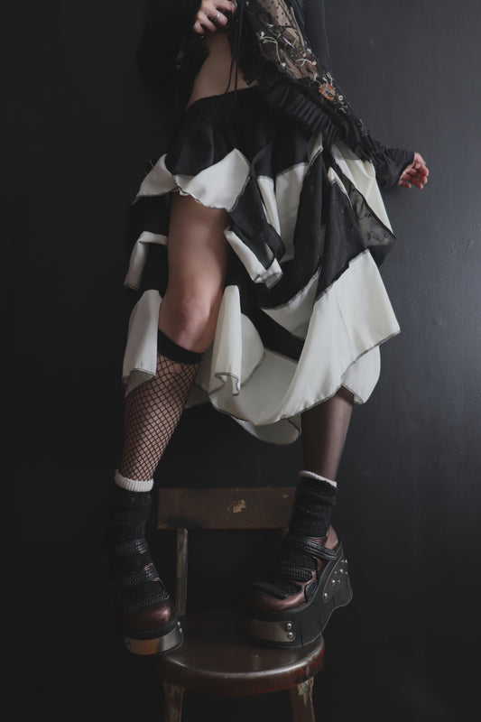 SomewhereWeCanAllBelong (One Size) Pretty Midi Gathered Skirt Circus Stripes