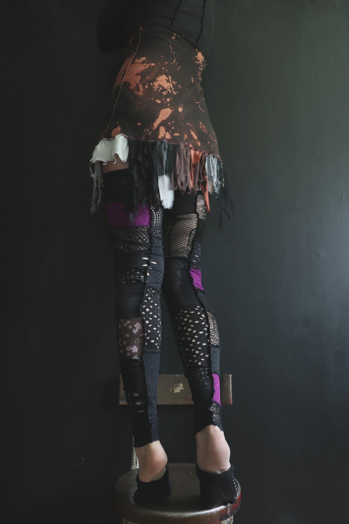 LoveCanMakeYouWeep (One Size) Footless Thigh High Stockings Purple Mix