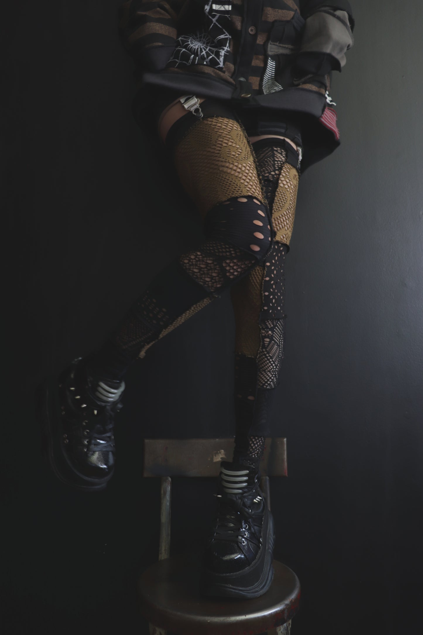 DontTrustMeIMightFall (One Size) Footless Thigh High Stockings Earth Mix