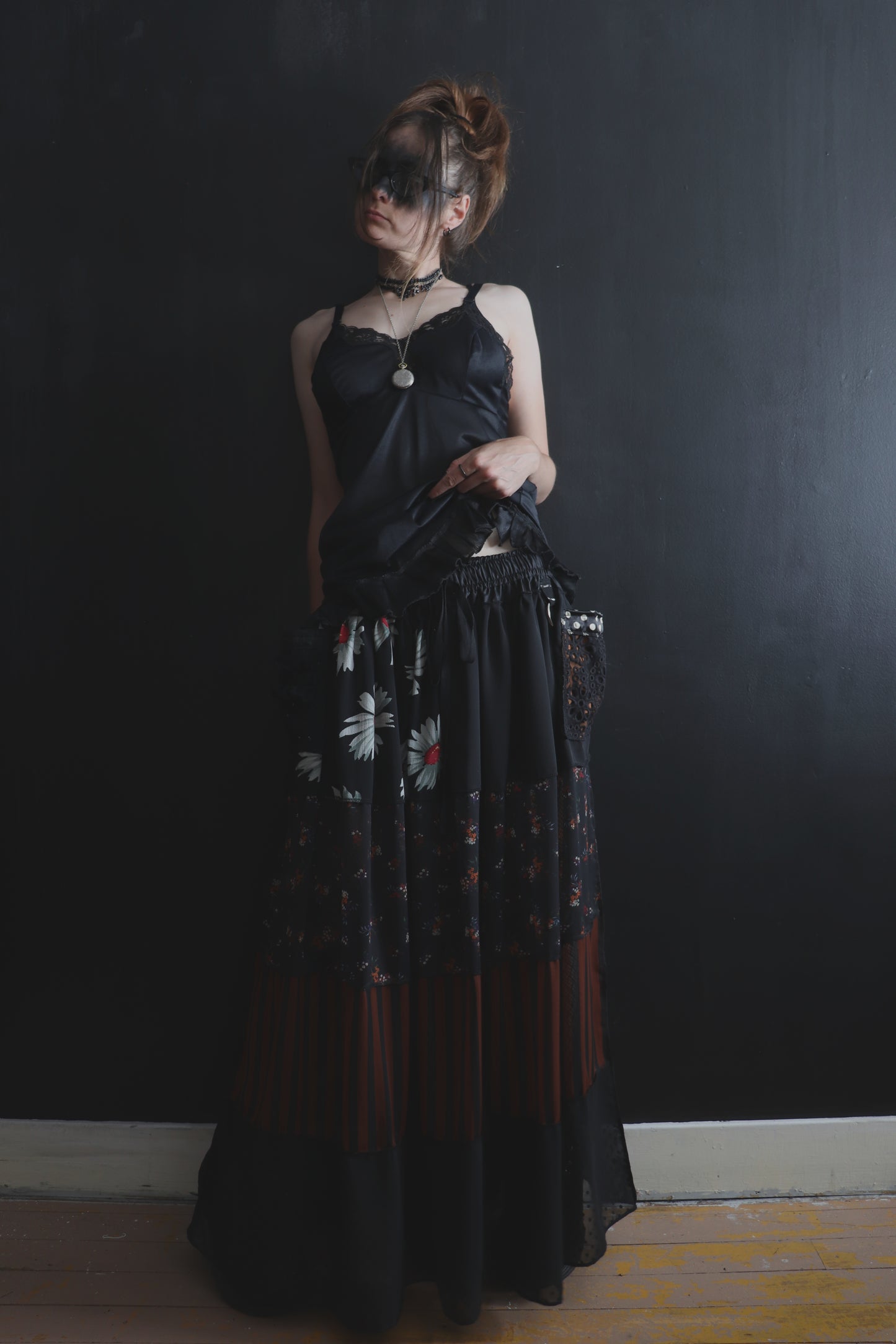 DontWaitUp (One Size) Floor Length Floral Skirt