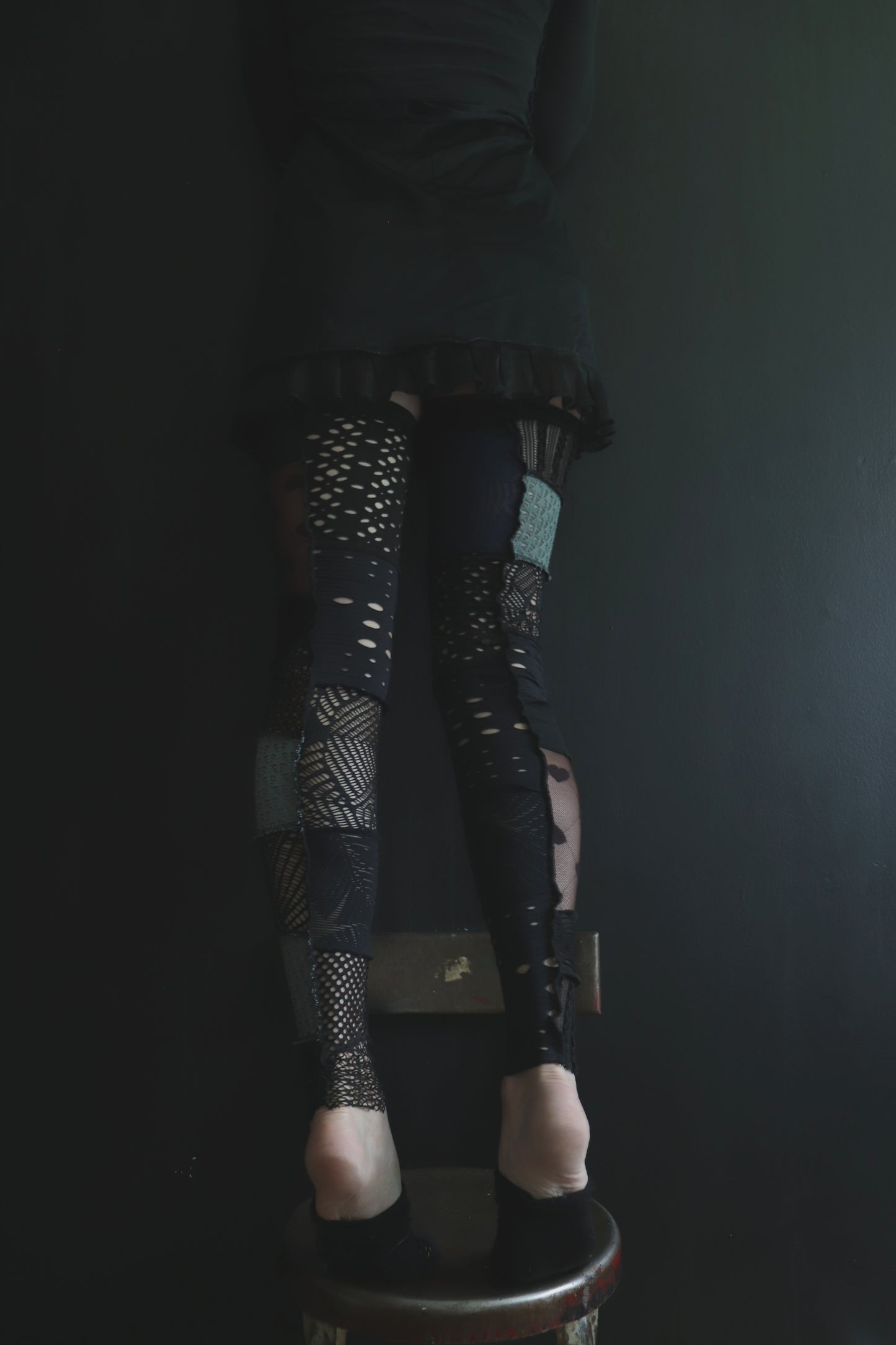 ThenYoureFallingFurtherNoNoNo (One Size) Footless Thigh High Stockings Gloomy Love Mix