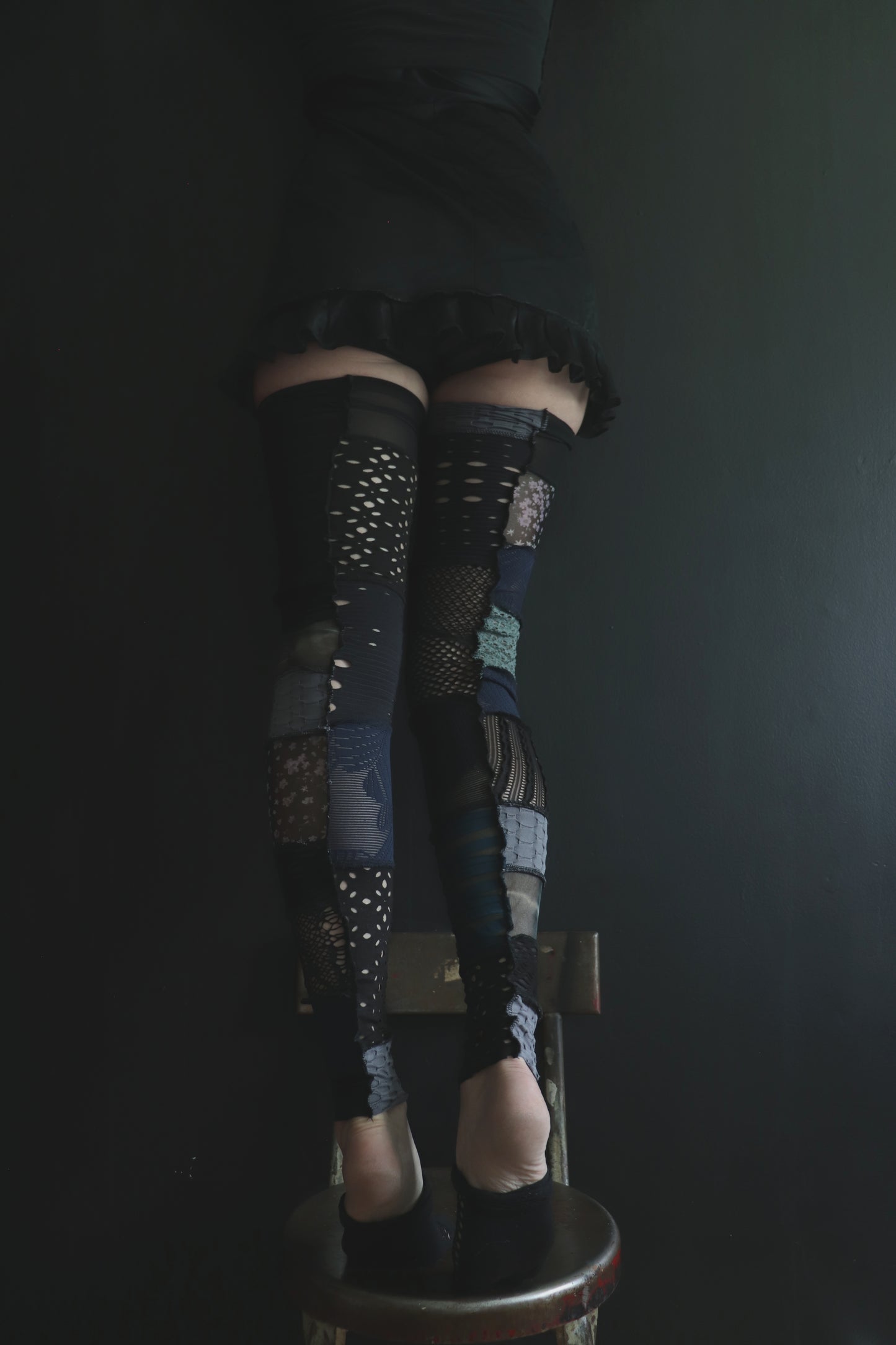 IAskForNoMoreNoMoreNoMore (One Size) Footless Thigh High Stockings Moody Blues Mix