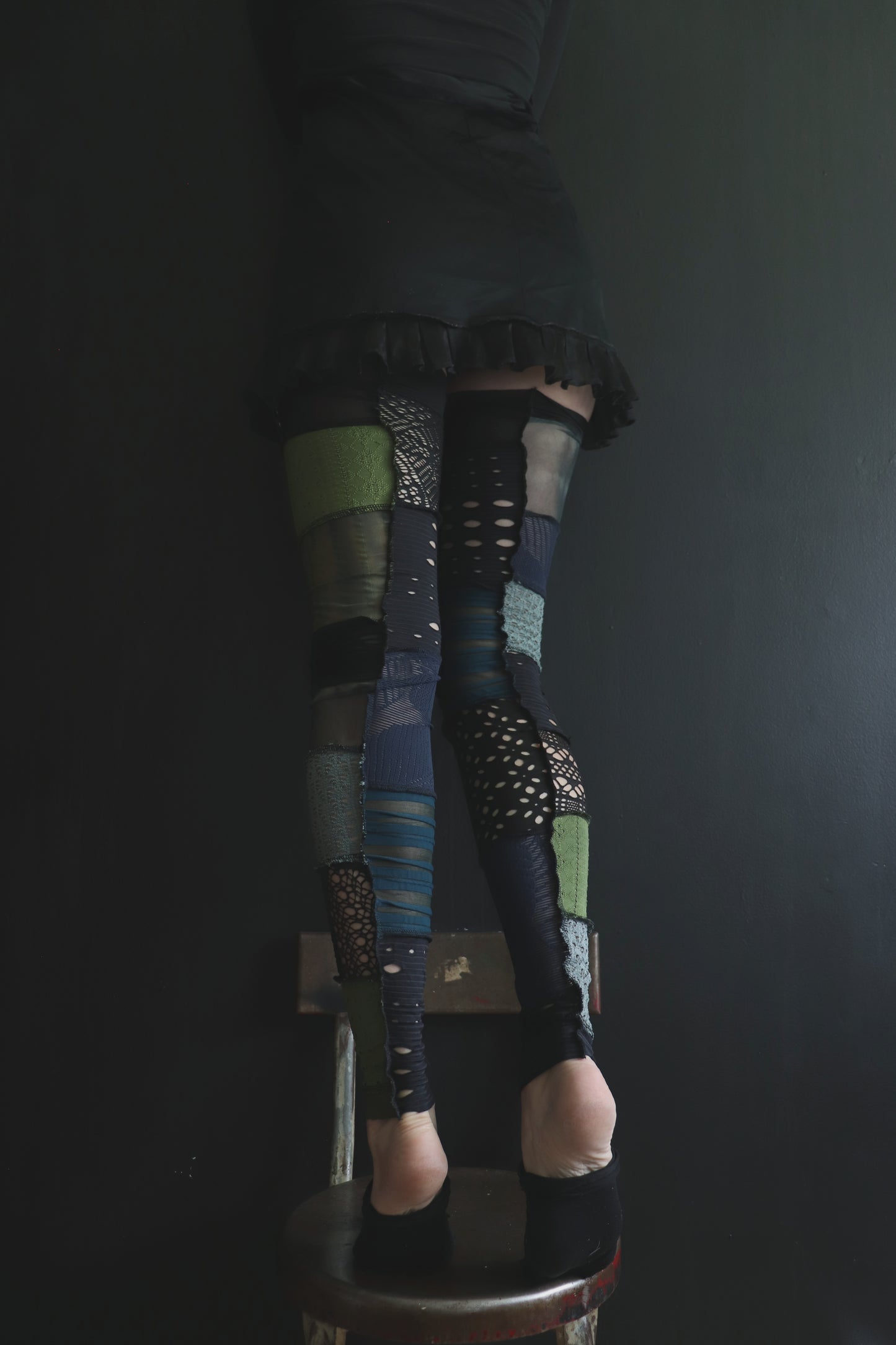 NowAllYourRescueDoorsAreAllClosing (One Size) Footless Thigh High Stockings Seaweed Mix