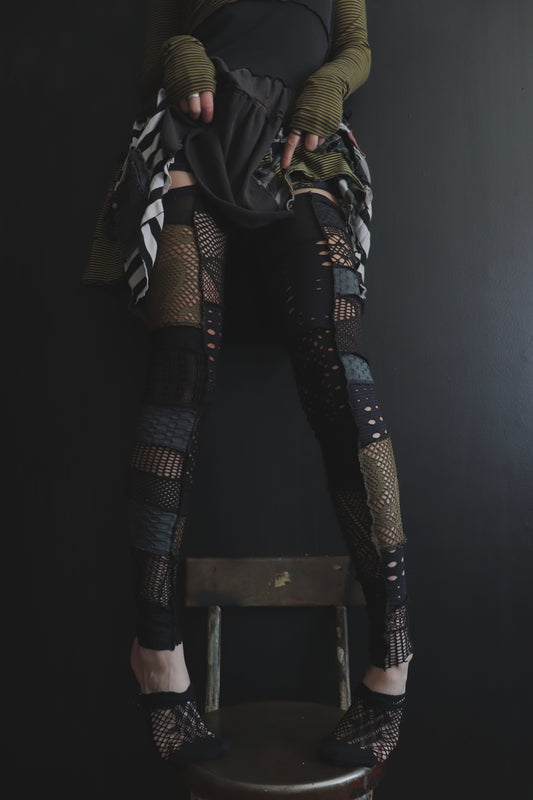 RollingRoundOnMyFloor (One Size) Footless Thigh High Stockings Grunge Mix