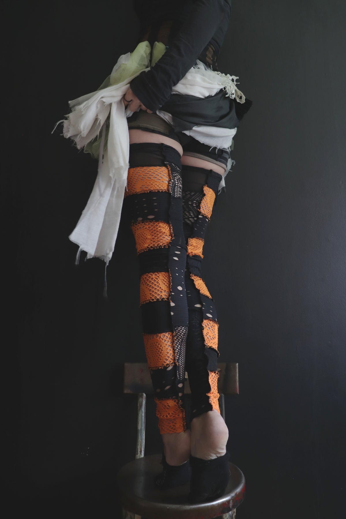StayedUpTheWholeNight (One Size) Footless Thigh High Stockings Spooky Mix