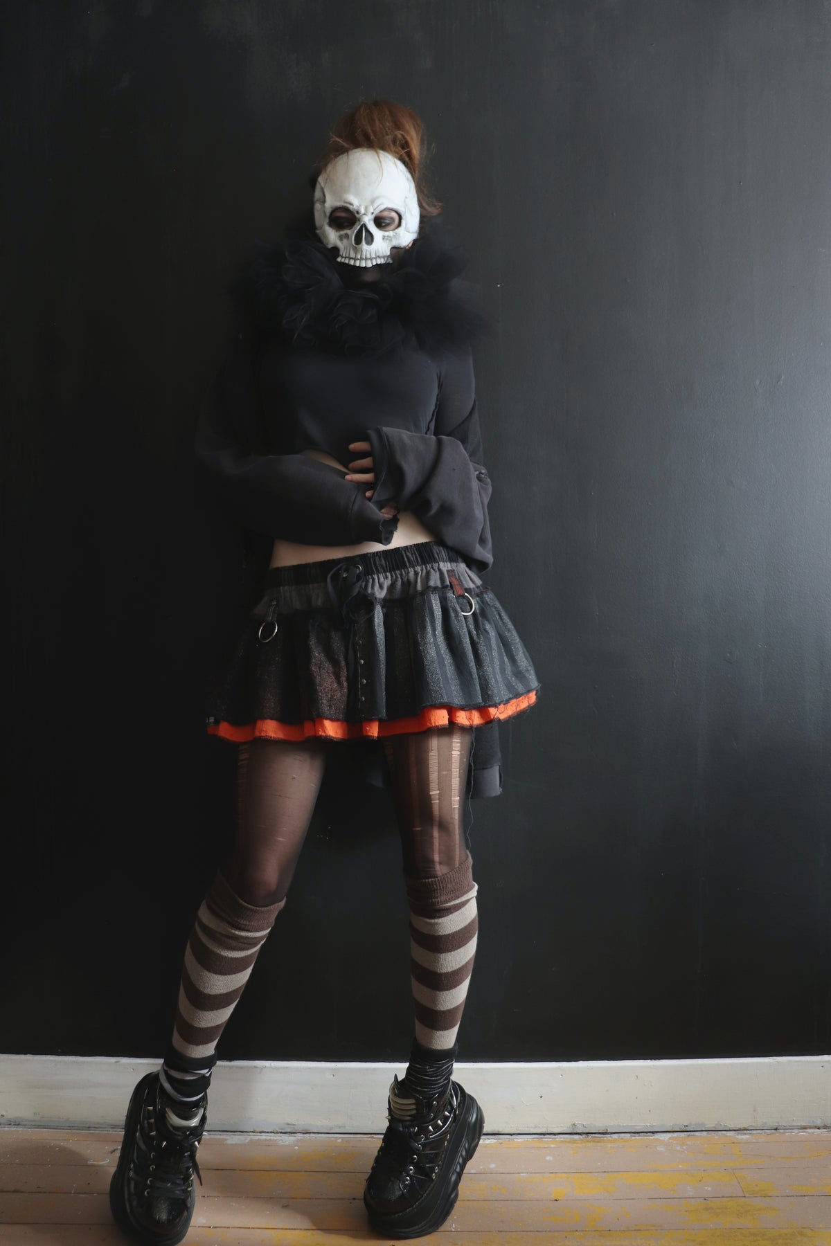 ASilenceYouCouldName (One Size) Cotton Patch Ultra Mini Skirt With Pockets Subtle Spooky Mix