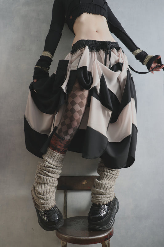 AllMyPlansArePulledIntoTheInbetween (One Size) Pretty Midi Gathered Skirt Circus Stripes