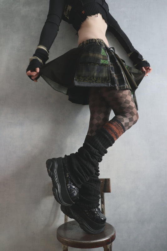 GaveEverythingAChanceHoldingOnWithBothMyHands (One Size) Cotton Plaid Patch Mini Skirt With Pocket