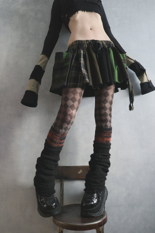 GaveEverythingAChanceHoldingOnWithBothMyHands (One Size) Cotton Plaid Patch Mini Skirt With Pocket