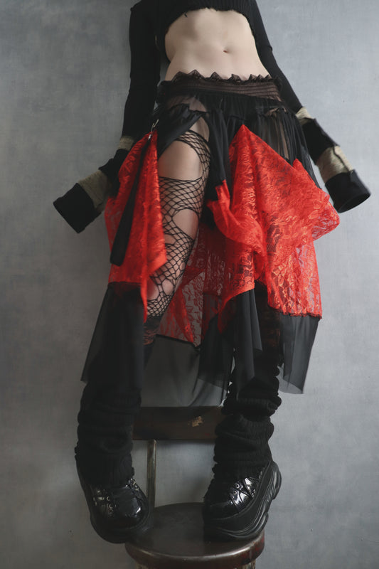 KnowThatLoveIsNotAWasteWhenLifeJustDoesntGoMyWay (One Size) Sheer And Lace Overlayer Skirt