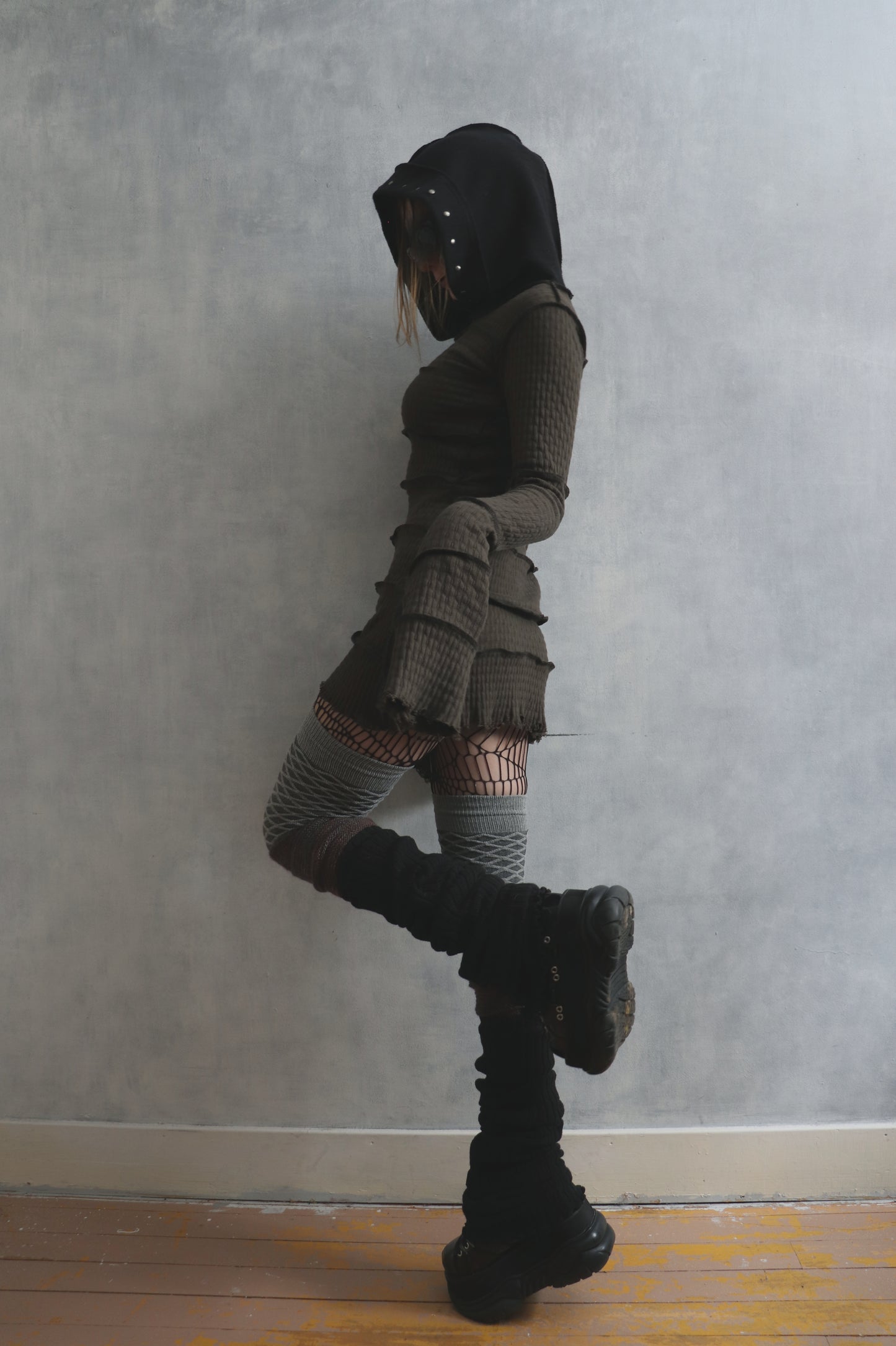 LikeIJustCantStopButICantGoOnForever (S, M) Hooded Long Sleeve Tatter Mini Dress