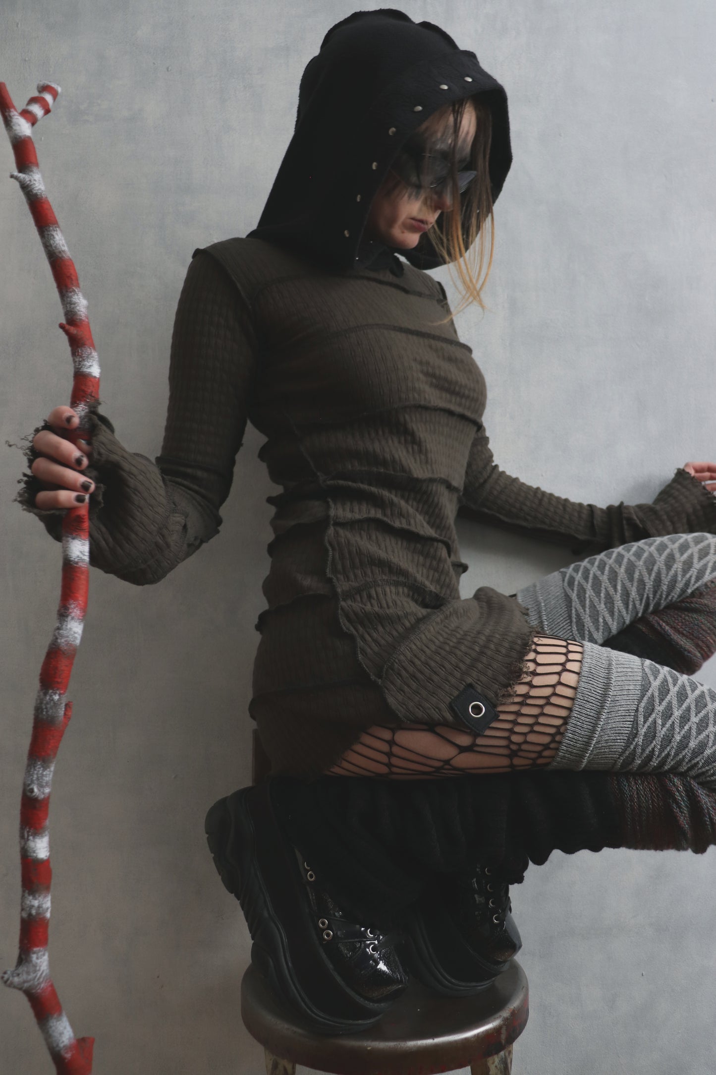 LikeIJustCantStopButICantGoOnForever (S, M) Hooded Long Sleeve Tatter Mini Dress