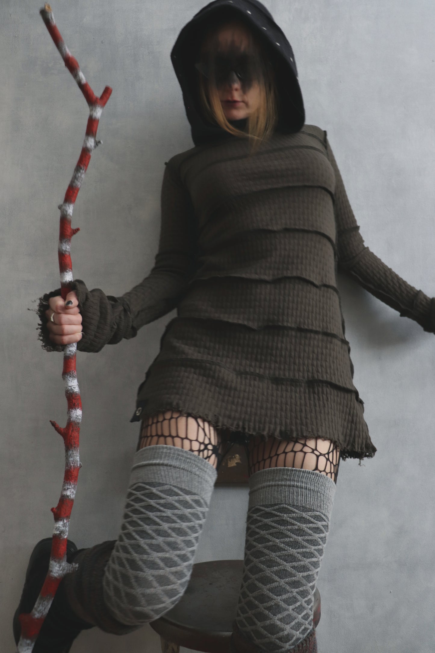 LikeIJustCantStopButICantGoOnForever (S, M) Hooded Long Sleeve Tatter Mini Dress