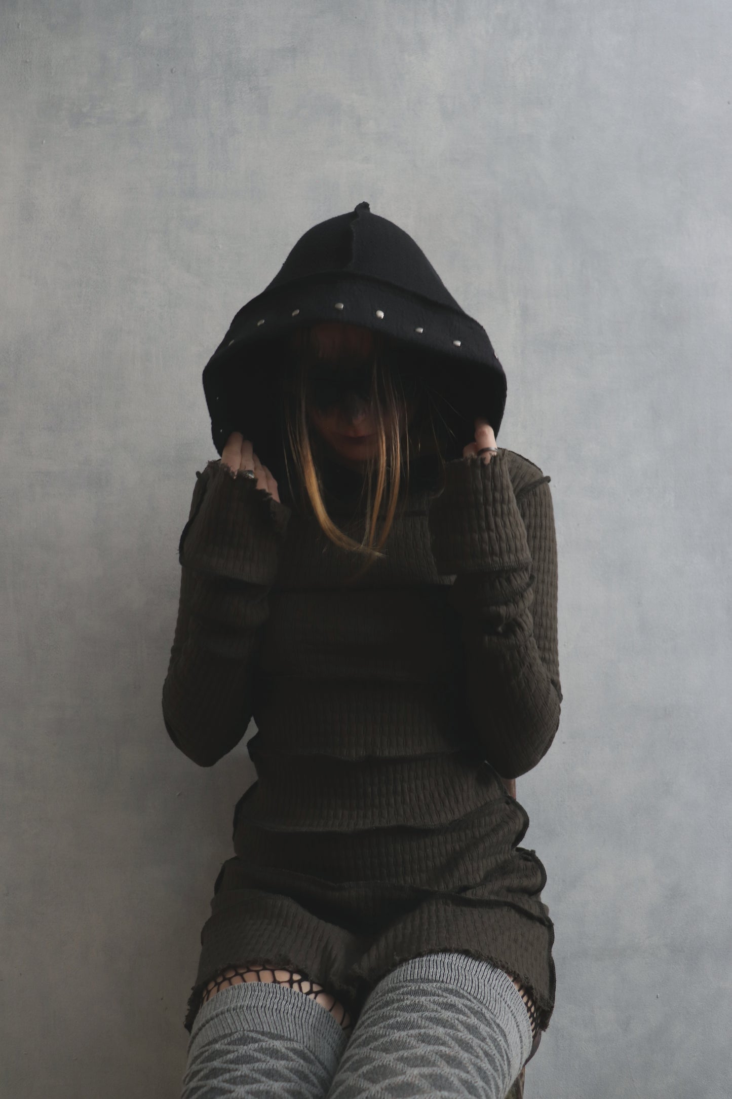 LikeIJustCantStopButICantGoOnForever (S, M) Hooded Long Sleeve Tatter Mini Dress