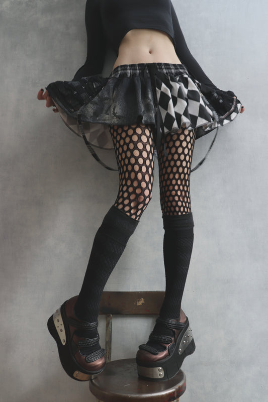 AtLeastWeFeelAlive (One Size) Cotton Plaid Patch Mini Skirt With Pockets