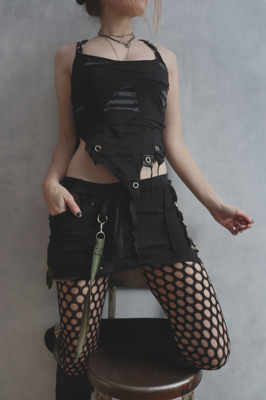 DeathForYourSecrets (S) Patchwork Scrappy Tattered Tank Top