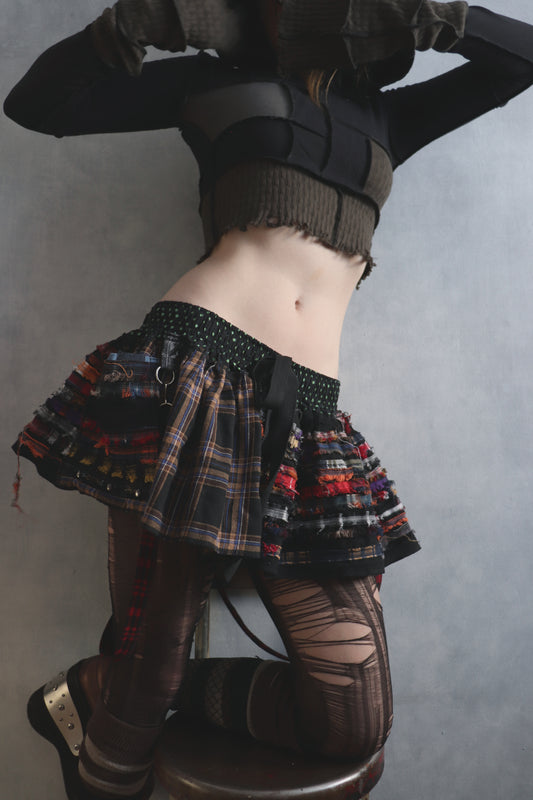 CantForgetThatFeelingEvenIfITantedTo (One Size) Cotton Plaid Tatter Mini Skirt With Pocket