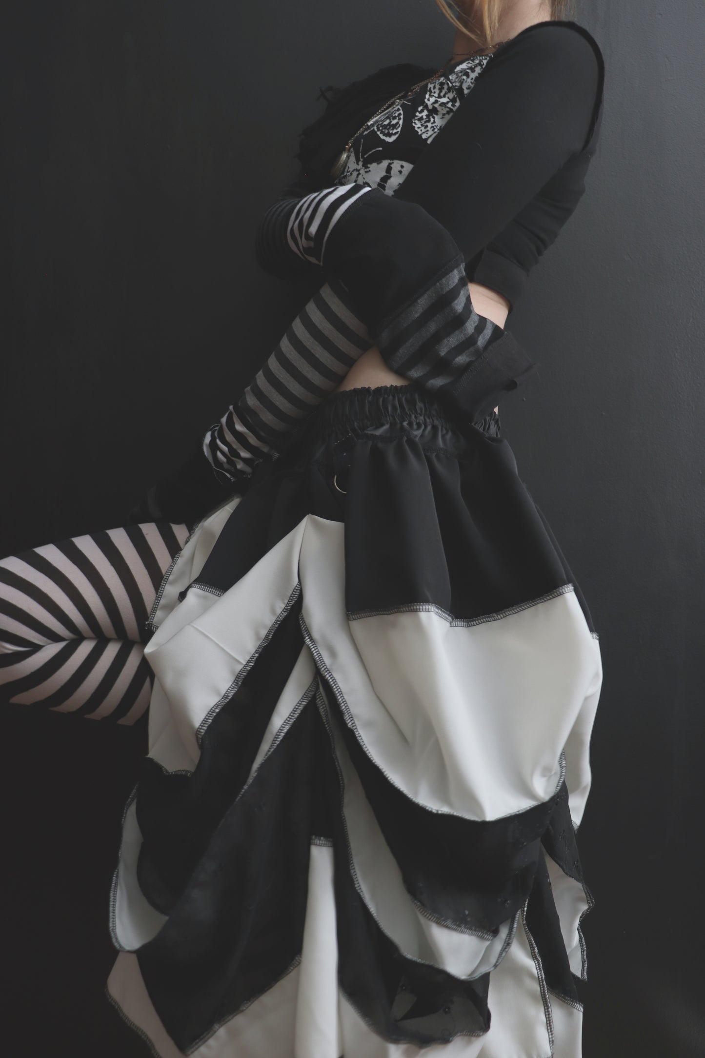 SomewhereWeCanAllBelong (One Size) Pretty Midi Gathered Skirt Circus Stripes