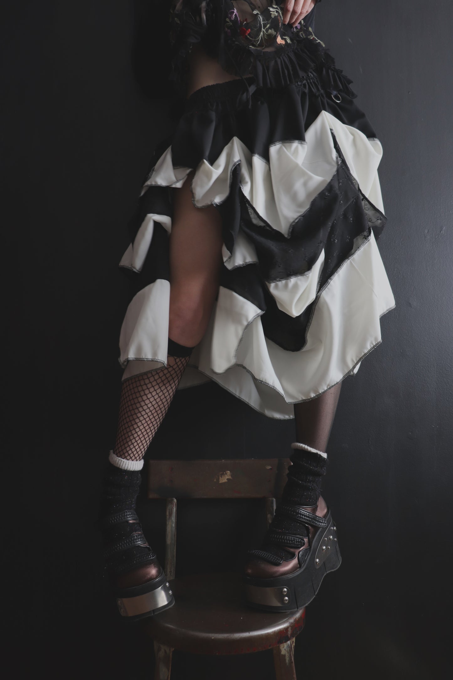 SomewhereWeCanAllBelong (One Size) Pretty Midi Gathered Skirt Circus Stripes