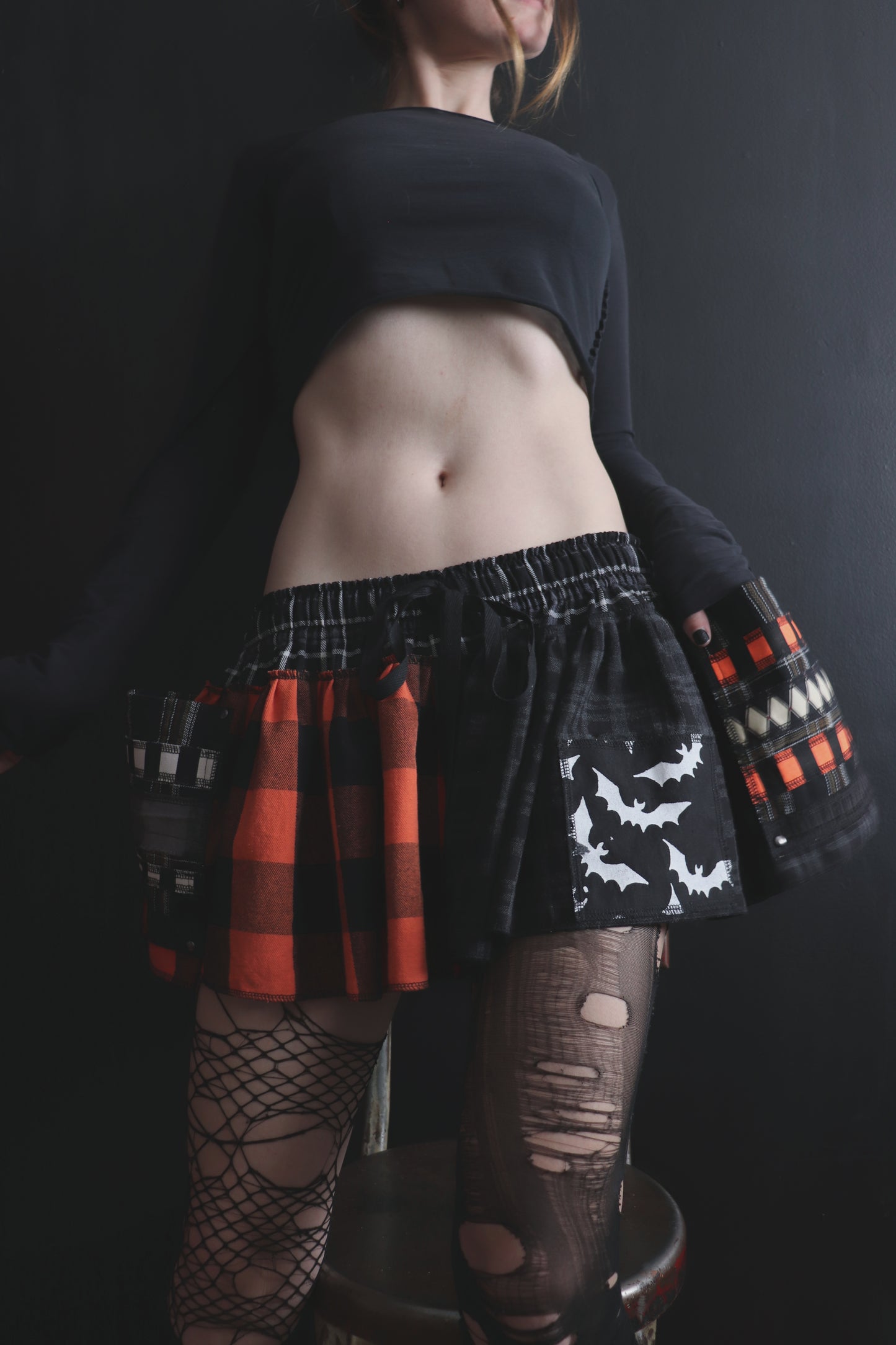 ThatsWhatNighttimesAllAbout (One Size) Cotton Patch Mini Skirt With Pockets