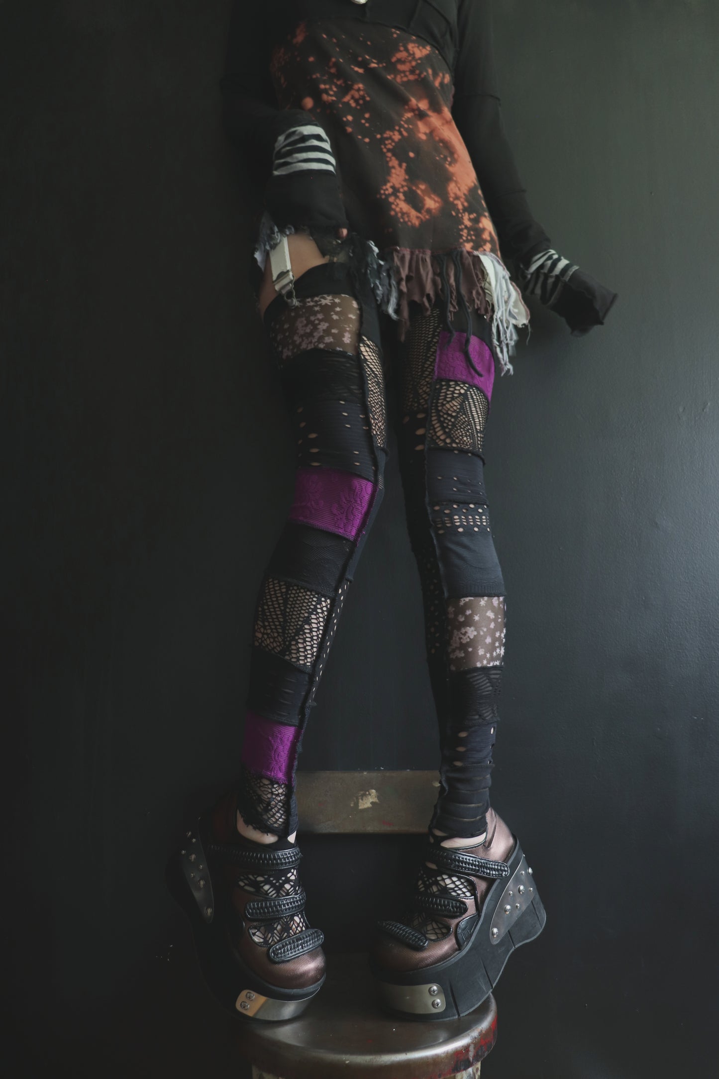 LoveCanMakeYouWeep (One Size) Footless Thigh High Stockings Purple Mix