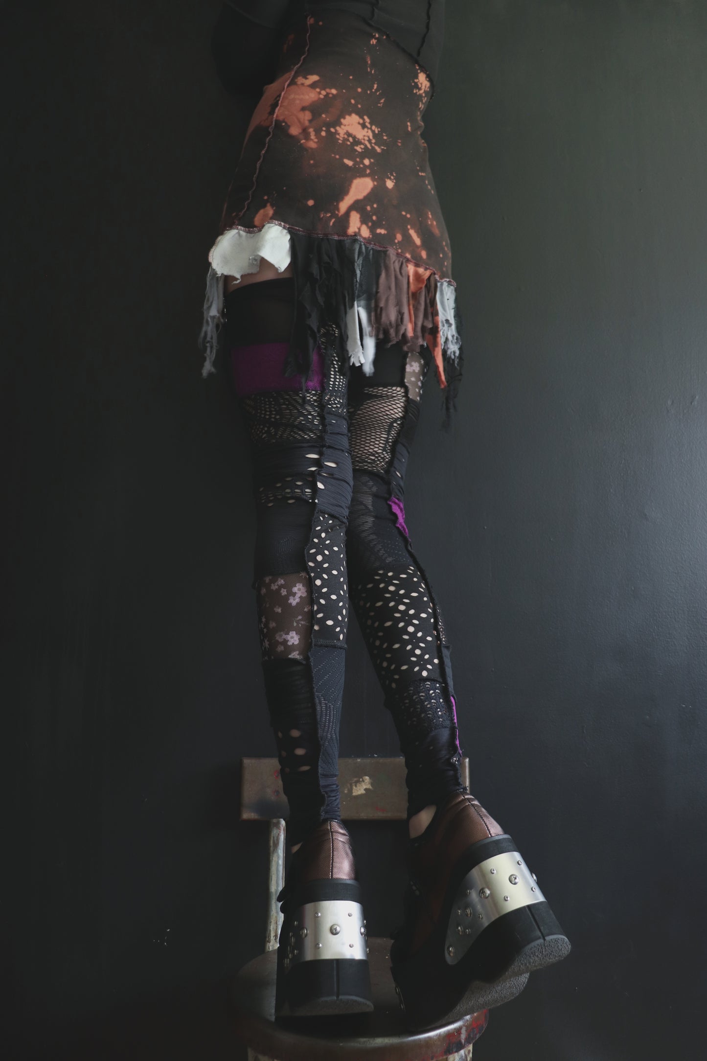 LoveCanMakeYouWeep (One Size) Footless Thigh High Stockings Purple Mix