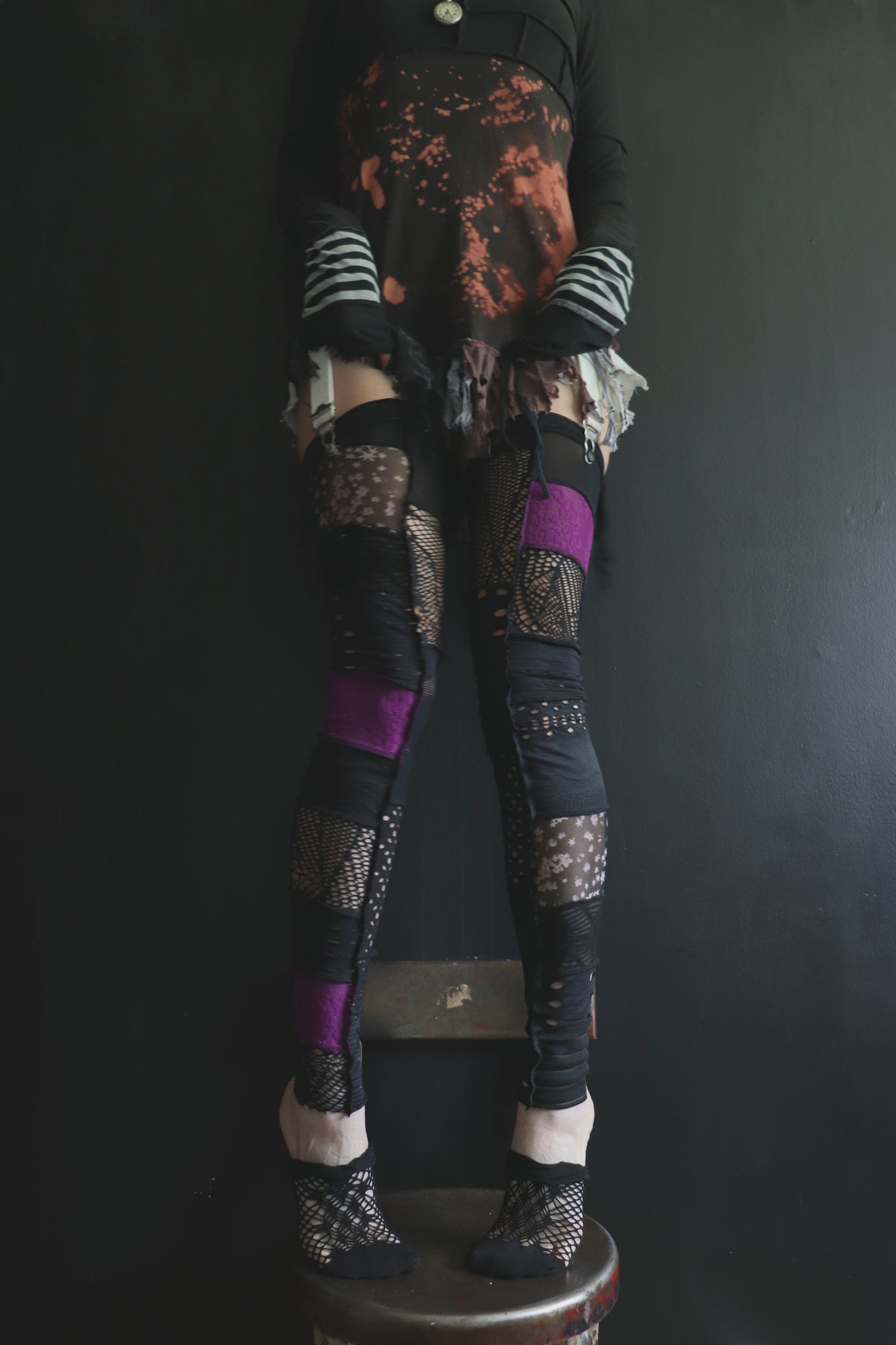 LoveCanMakeYouWeep (One Size) Footless Thigh High Stockings Purple Mix