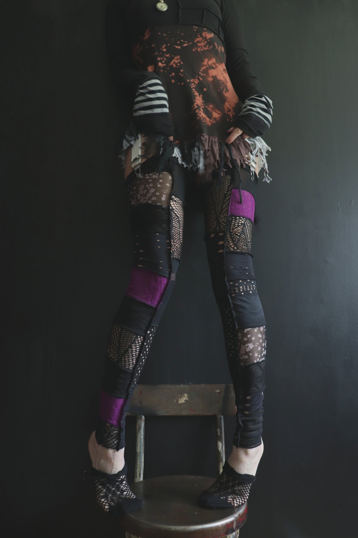 LoveCanMakeYouWeep (One Size) Footless Thigh High Stockings Purple Mix