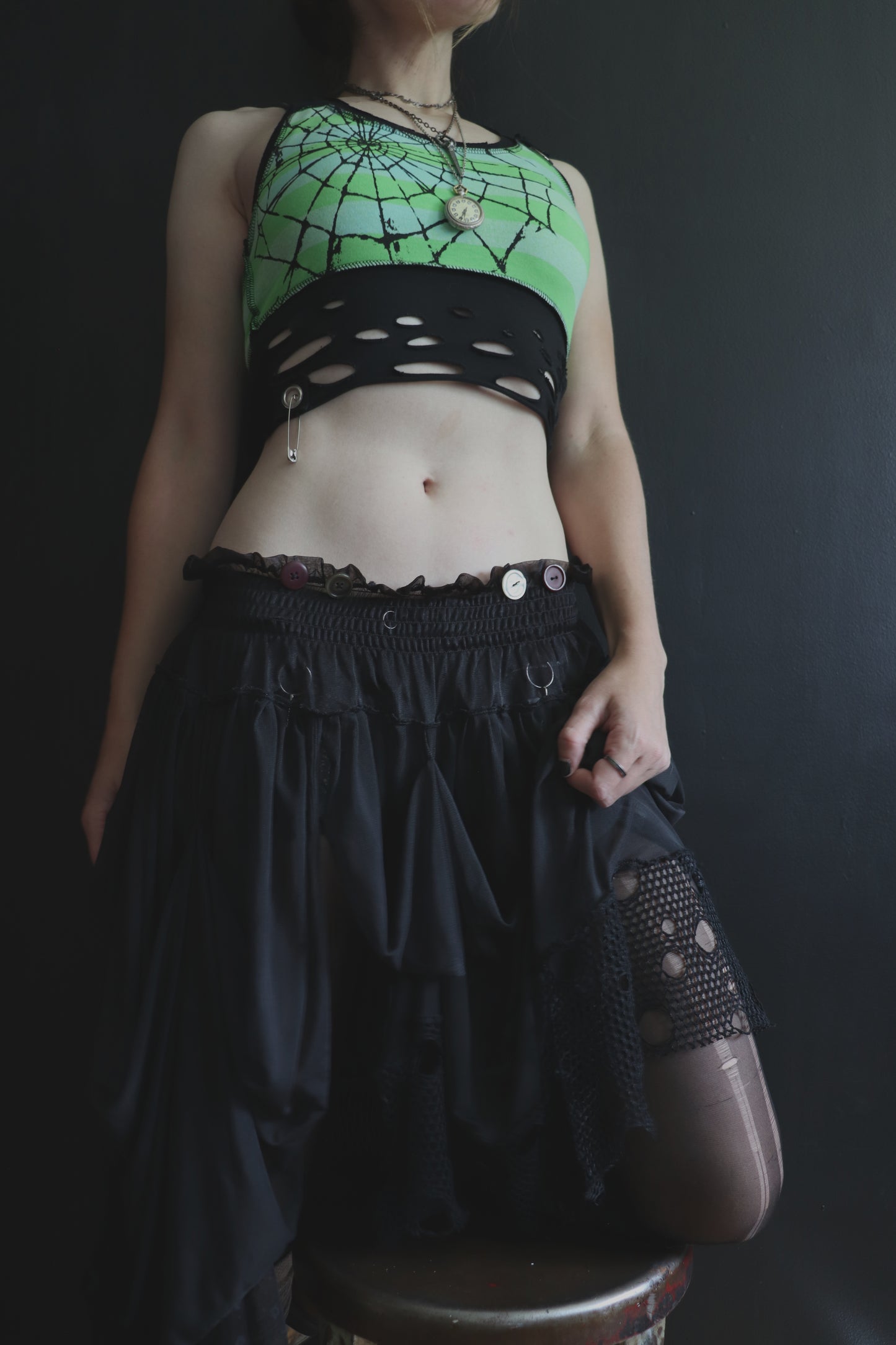 YouFallIntoTheSameTrap (S, XL) Cotton Tattered Apocalypse Racerback Tank Top With Spiderweb