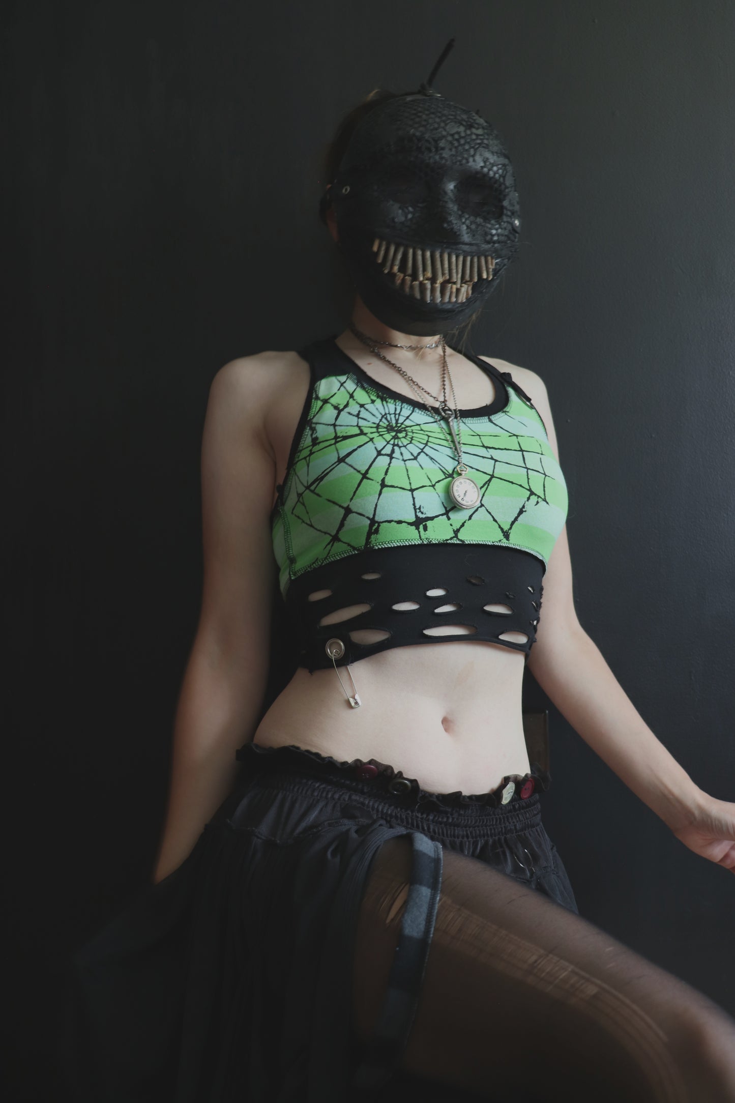 YouFallIntoTheSameTrap (S, XL) Cotton Tattered Apocalypse Racerback Tank Top With Spiderweb