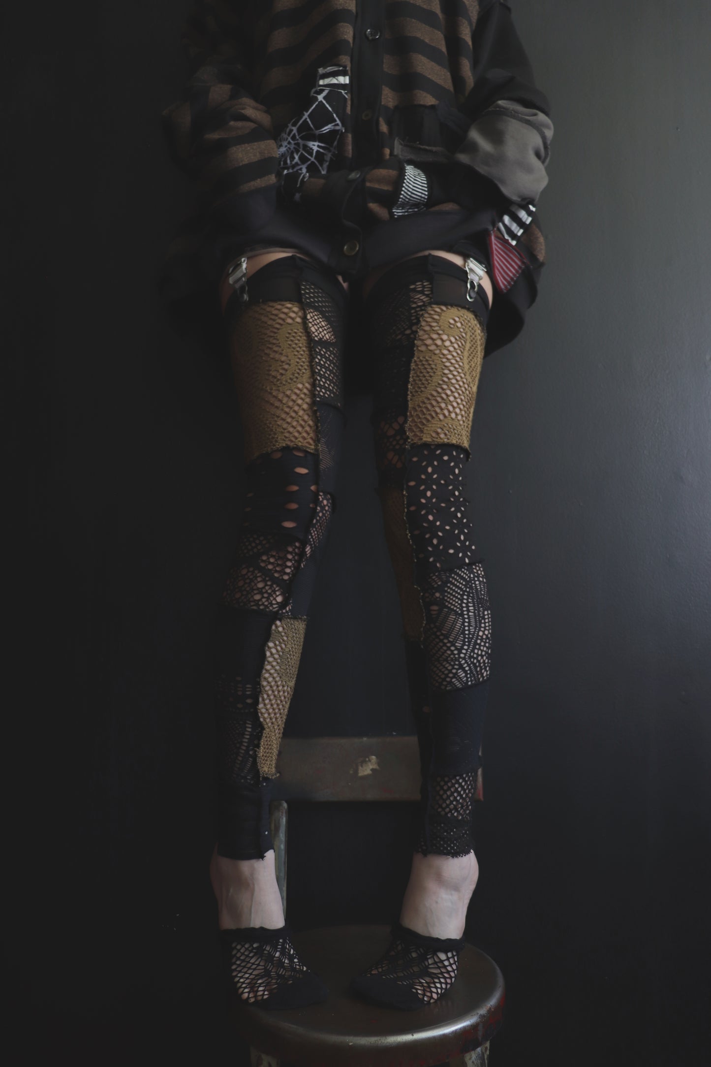 DontTrustMeIMightFall (One Size) Footless Thigh High Stockings Earth Mix