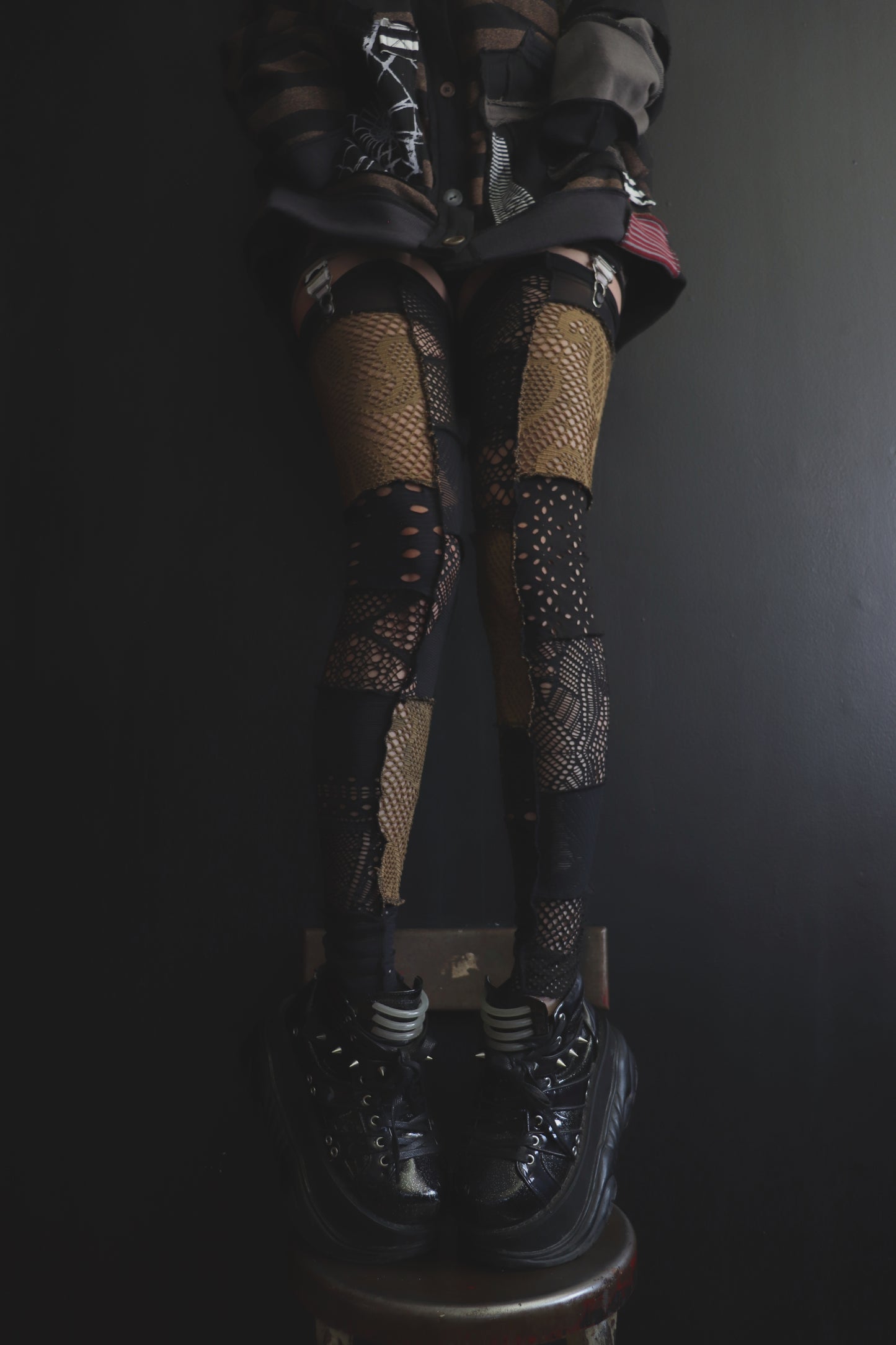 DontTrustMeIMightFall (One Size) Footless Thigh High Stockings Earth Mix