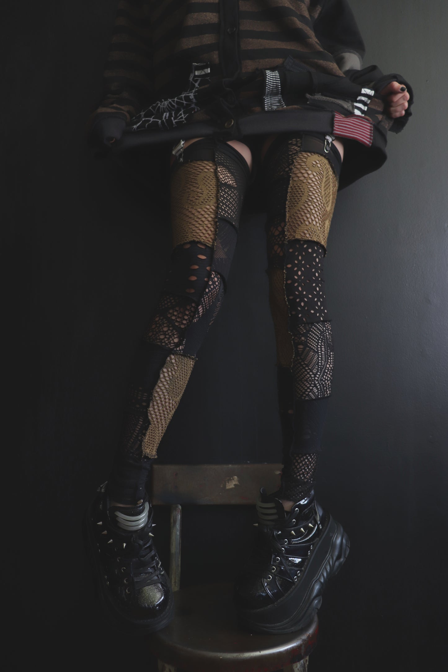 DontTrustMeIMightFall (One Size) Footless Thigh High Stockings Earth Mix