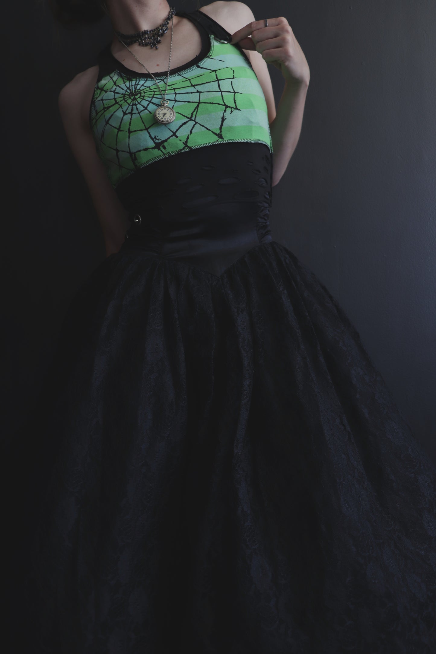 YouFallIntoTheSameTrap (S, XL) Cotton Tattered Apocalypse Racerback Tank Top With Spiderweb