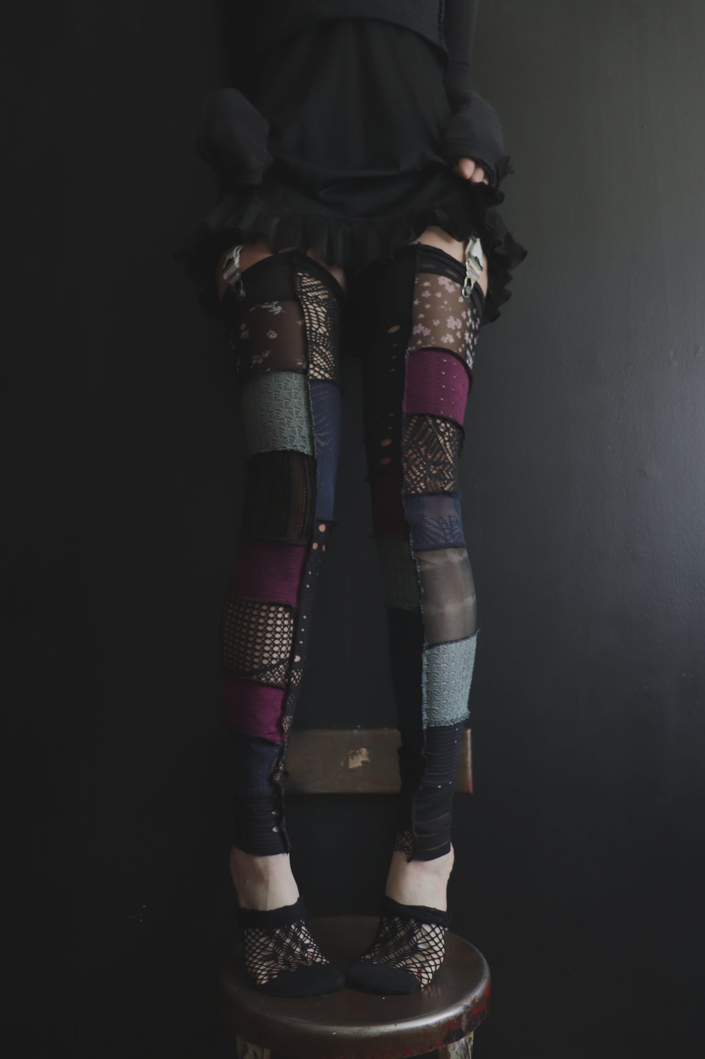 LeaveMeHangingOutToDry (One Size) Footless Thigh High Stockings Purple-Blue Hues