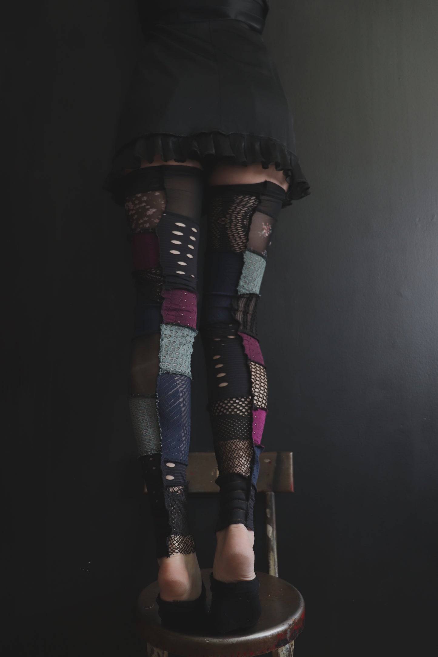 LeaveMeHangingOutToDry (One Size) Footless Thigh High Stockings Purple-Blue Hues