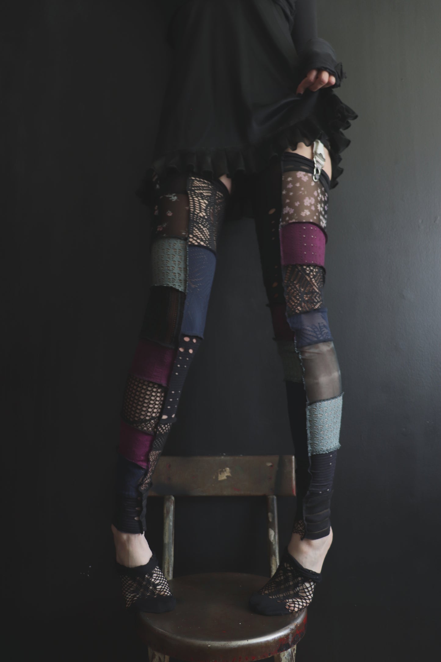 LeaveMeHangingOutToDry (One Size) Footless Thigh High Stockings Purple-Blue Hues
