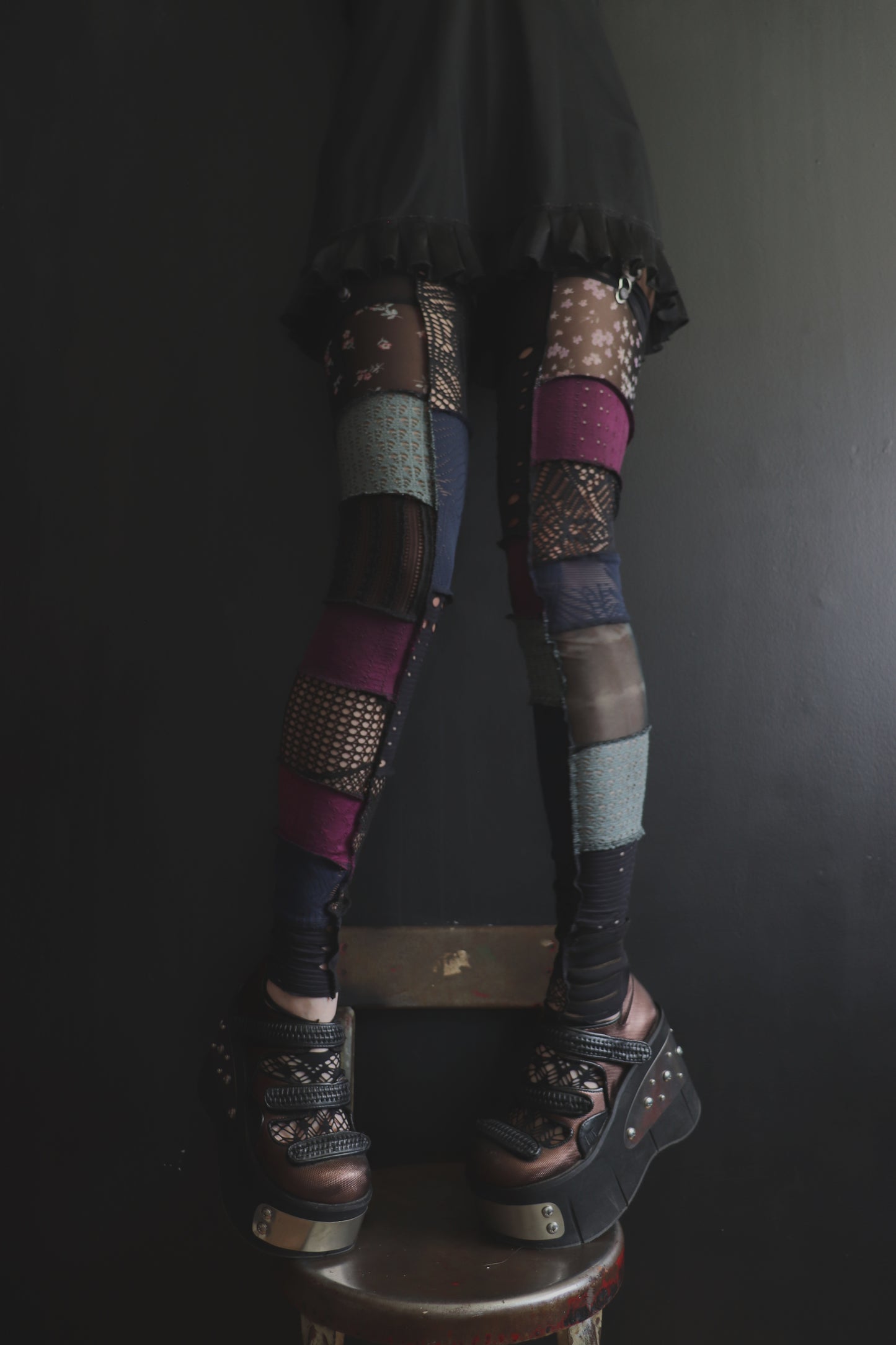 LeaveMeHangingOutToDry (One Size) Footless Thigh High Stockings Purple-Blue Hues