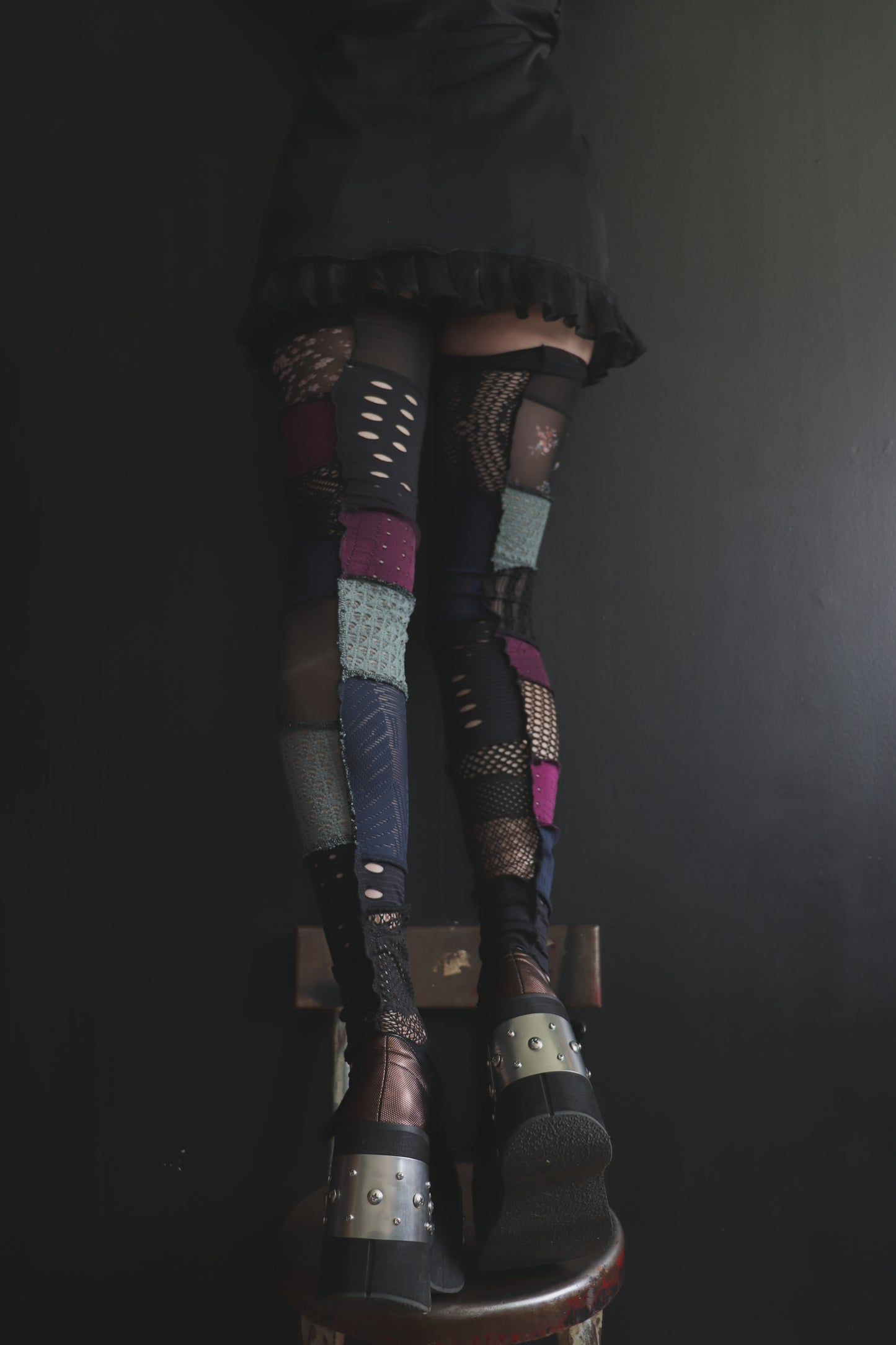 LeaveMeHangingOutToDry (One Size) Footless Thigh High Stockings Purple-Blue Hues