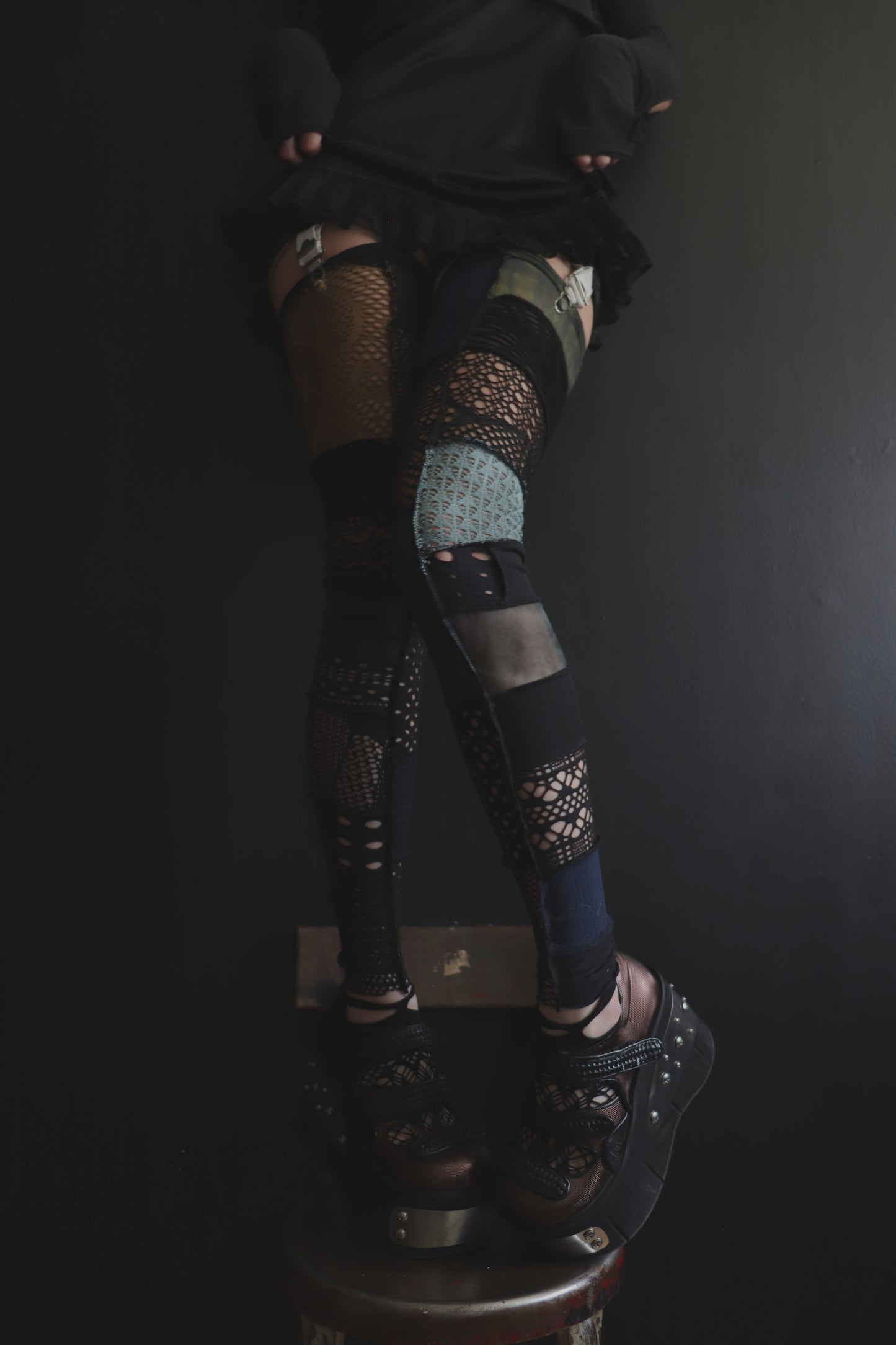 TrustMeImNotFalling (One Size) Footless Thigh High Stockings Random Moody Mix