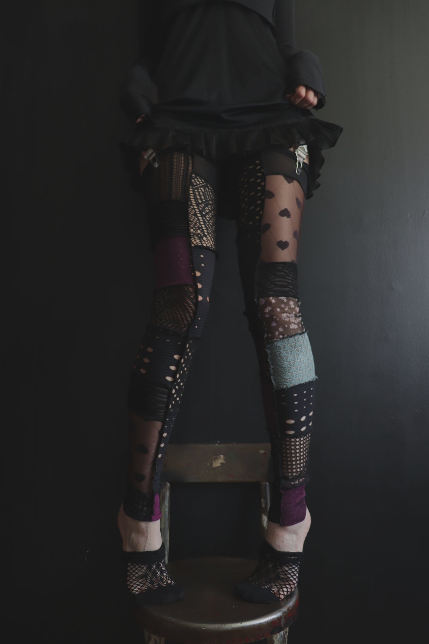 NoSupersonicHeartbeatsInTheMorning (One Size) Footless Thigh High Stockings Love Mix