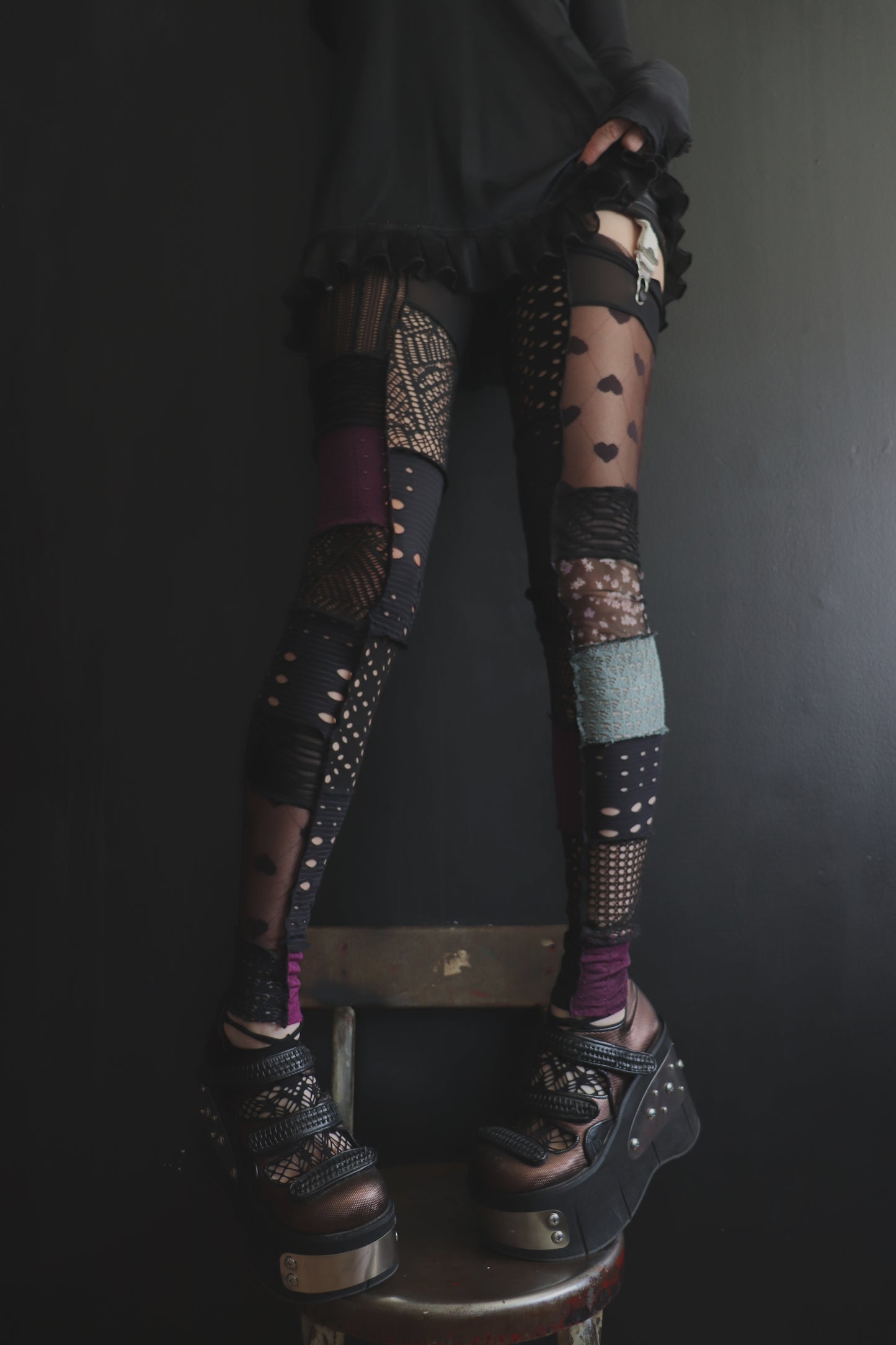 NoSupersonicHeartbeatsInTheMorning (One Size) Footless Thigh High Stockings Love Mix